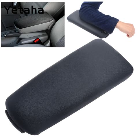 Yetaha Car Center Console Armrest Cover Black Pu Leather Arm Rest Storage Box Lid Cover For Audi
