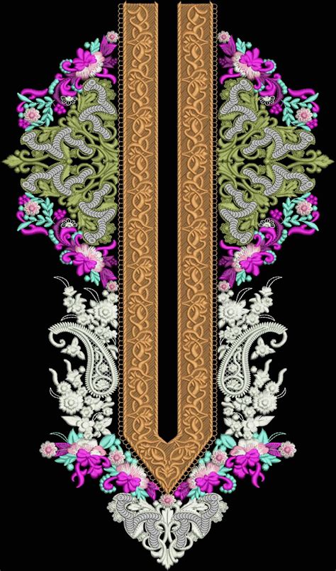 Embdesigntube Neck Line Multi Flat And Kali Design By Zahid Ali