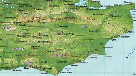 digital-vector-south-east-england-map-with-strong-shaded-relief-in ...
