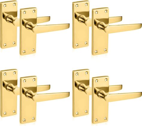 Xfort Lever Latch Flat Polished Brass Door Handles Elegant Door