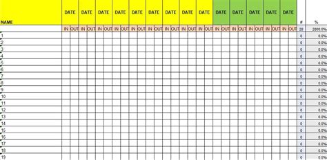 Employee Attendance Sheet With Time In Excel Attendance Sheet Template