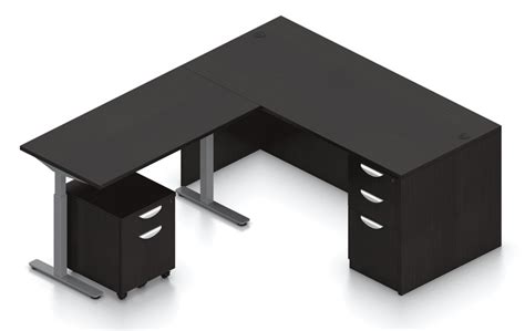 Espresso L Shape Desk With Sit Stand Return Nj Office Furniture Depot