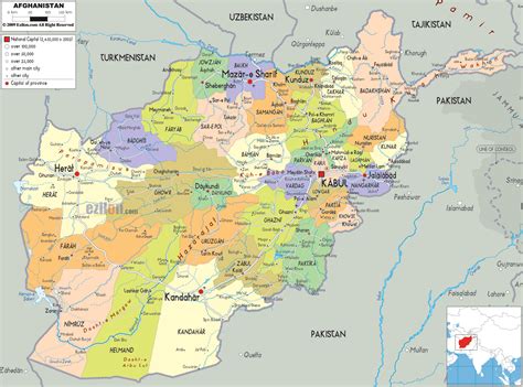 Detailed Political Map Of Afghanistan Ezilon Maps
