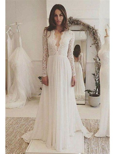 This wedding gown has an unique lace decoration, which designed in online shopping for long sleeve wedding dress from a great selection of clothing & accessories at incredibly competitive prices with guaranteed quality. Long Sleeve Lace Top Beach Wedding Dresses V Neck | DRESS