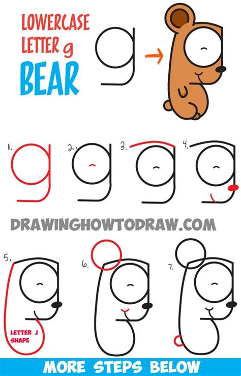 Learn how to draw a dog in a few minutes watch our fun and step by step tutorials to learn how to sketch a dog. How to Draw Cartoon Bear Cub from Lowercase Letter g ...