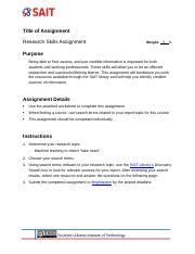 Assign Research Skills Assignment Template 2018 Docx Title Of