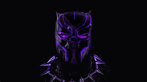 Download 1366x768 Wallpaper Black Panther Superhero Dark Glowing