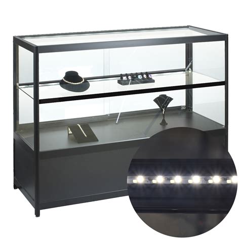 Assembled Lighted Glass Display Case 4725 W X 1967 D X 38 H Inches