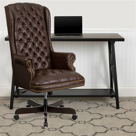 Flash Furniture High Back Traditional Fully Tufted Brown Leathersoft