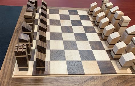Handmade Wood Modern Chess Set One Of A Kind Design Custom Etsy