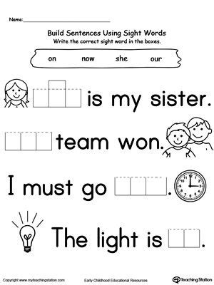 Great for home practice or during speech therapy sessions. Preschool and Kindergarten Worksheets | Kindergarten worksheets sight words, Sight words ...