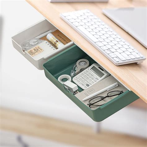 Buy Under Desk Drawer Slide Out 2pack Lgreenswhite Hidden Self