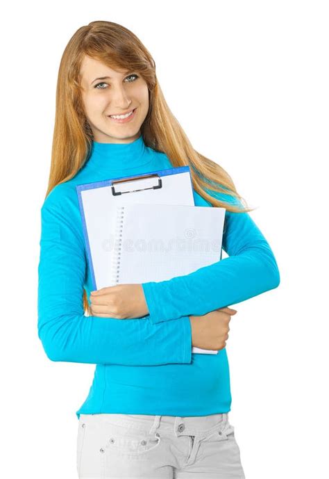Beautyful Girl Holding Clipboard Stock Photos Free And Royalty Free