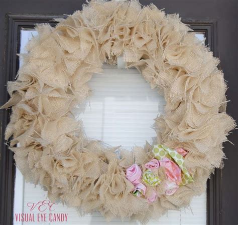 Burlapfabric Flower Wreath I Made One Of These May Have To Try And