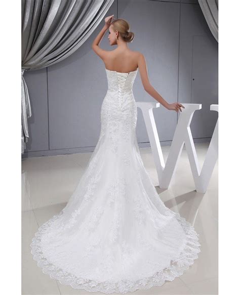 Mermaid Sequined Lace Fitted Wedding Dress Corset Back Oph1313 269