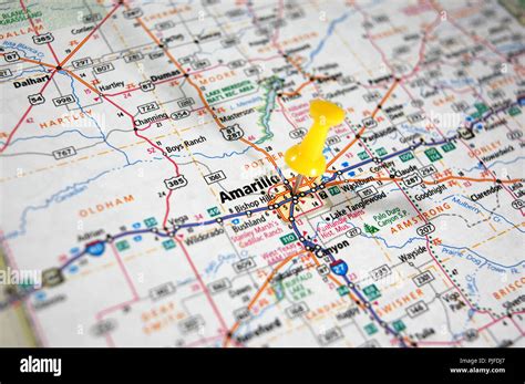 A Map Of Amarillo Texas Marked With A Push Pin Stock Photo Alamy