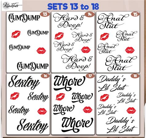 Sets Of Kinky Adult Temporary Tattoos Tramp Stamps Fetish Etsy