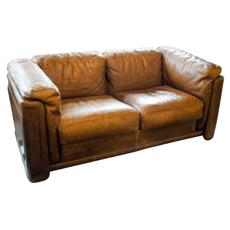 Cognac Leather Loveseat Italy 1970s 1980s At 1stdibs