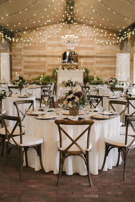 Chic Rustic Barn Wedding Reception Ideas With String Lights Emmalovesweddings