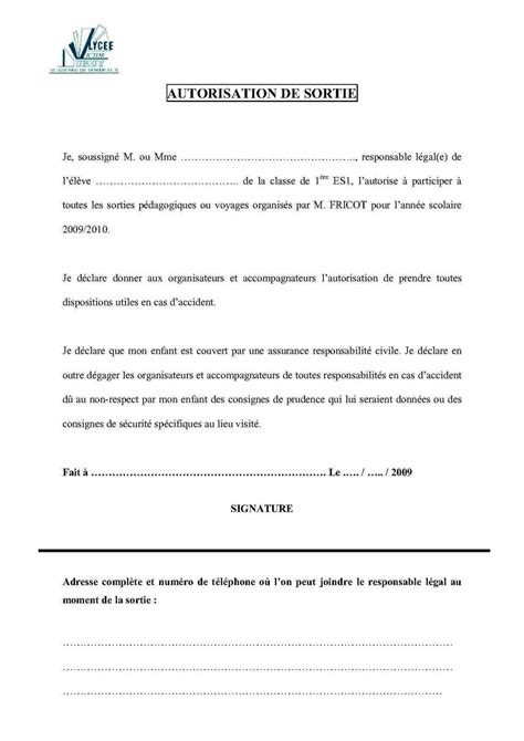 Lettre Type D Autorisation Parentale De Sortie De Territoire Vrogue