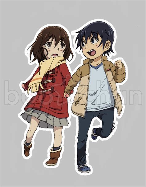 Erased Anime Sticker Kayo Hinazuki And Satoru Fujinuma Chibi