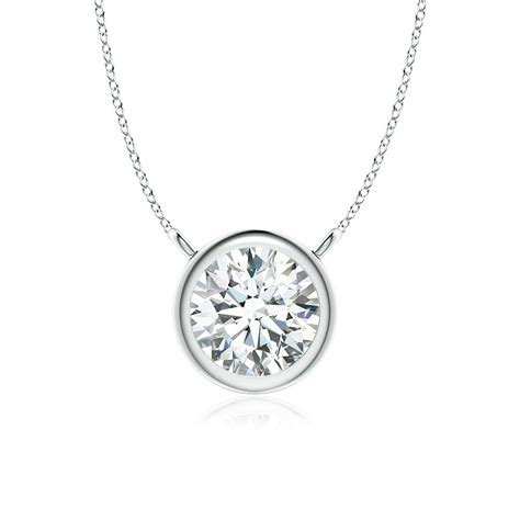 Angara Bezel Set Round Diamond Solitaire Necklace In Platinum 025