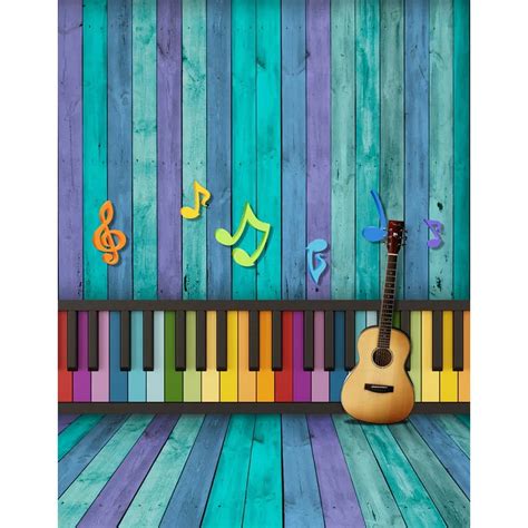 Custom Vinyl Cloth Music Guitar Wood Plank Photography Backdrops For