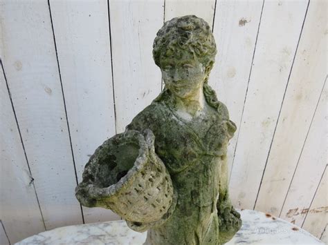 Antiques Atlas Vintage English Weathered Garden Maiden Statue