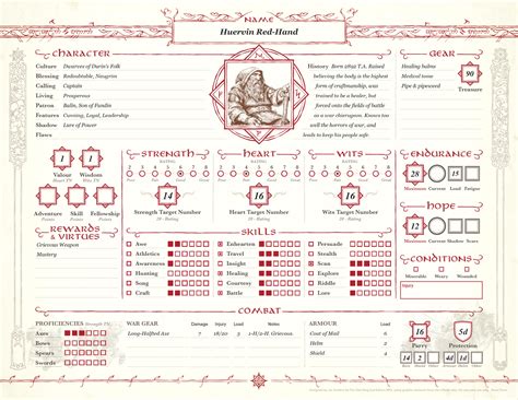 The One Ring 2nd Edition Rpg Custom Character Sheet By Jez Gordon