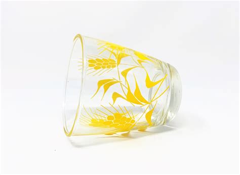 Vintage Hazel Atlas Sour Cream Glass With Retro Yellow Wheat Etsy