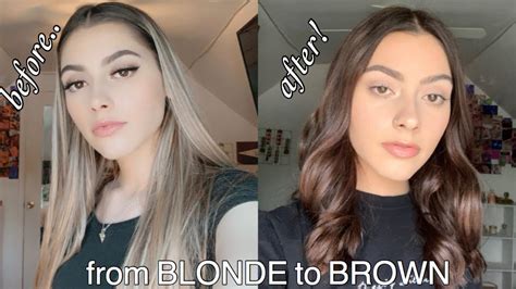 Dying My Blonde Hair Brown At Home Hair Transformation Youtube