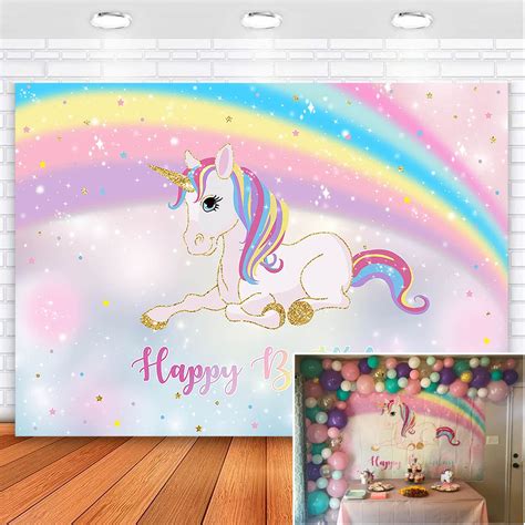 Buy Moca Unicorn Birthday Backdrop Rainbow Pastel Unicorn Birthday