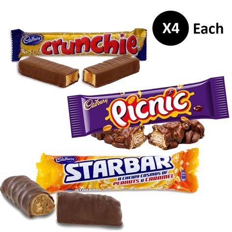 buy cadbury crunchie cadbury picnic cadbury starbar 4 bars of each british chocolate