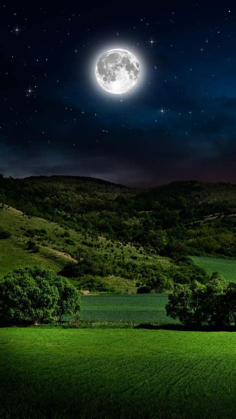 Night Sky With Full Moon Wallpaper Download Mobcup