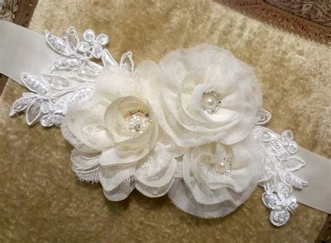 Ivory Lace Bridal Sash With Swarovski Crystals And Vintage Etsy