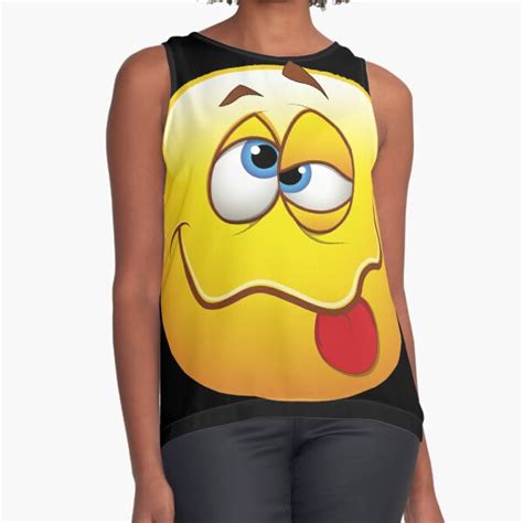 Drunk Smiley Face Emoticon Sleeveless Top For Sale By Allovervintage