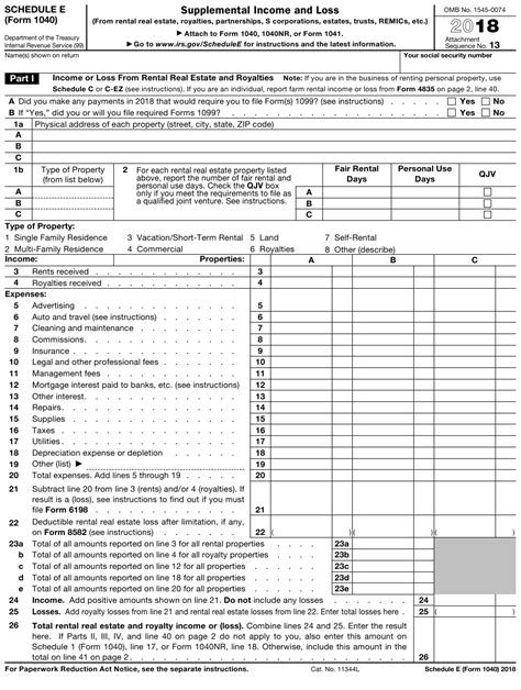 Attachment sequence no* 09 name of proprietor social security number ssn a b enter code from instructions principal business or profession including product or service see instructions c business name. IRS Form 1040 Schedule E Download Fillable PDF or Fill ...