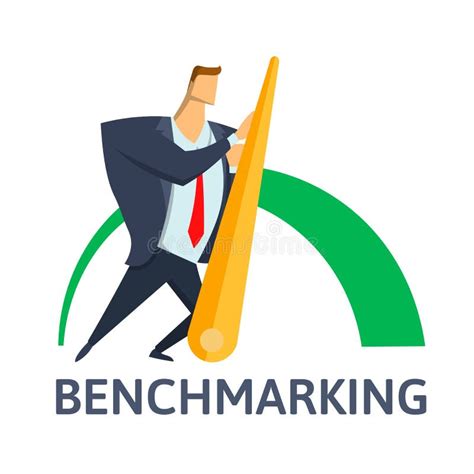 Benchmarking Business Concept Vector Illustration Businessman Pushing