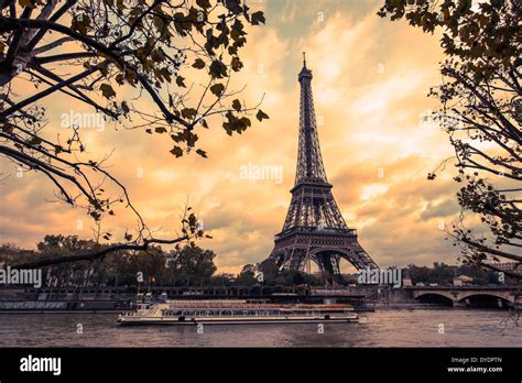 Eiffel Tower At Sunset Paris France Stock Photo Alamy