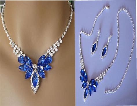Royal Blue Rhinestone Jewelry Set Etsy