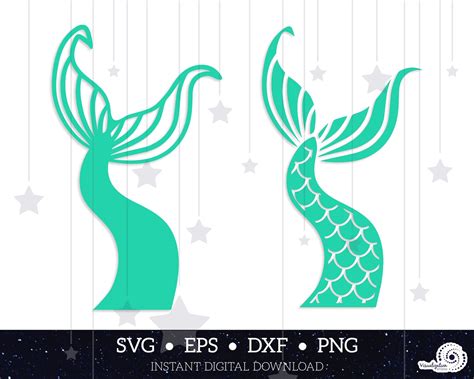 Mermaid Tail Fin Vector Set Instant Digital Download Svg Etsy