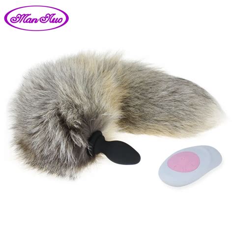 Remote Control Anal Plug With Fox Tail Silicone Adult Games Anal Pleasure Bead Butt Plug Flirt