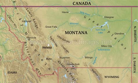 Physical Map Of Montana