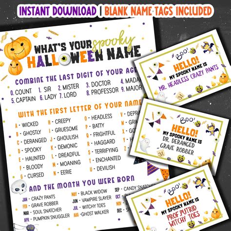 What S Your Halloween Name Game Spooky Halloween Name Etsy