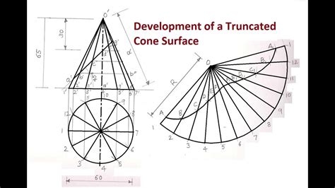 63 Development Of A Sectioned Cone Surface Youtube