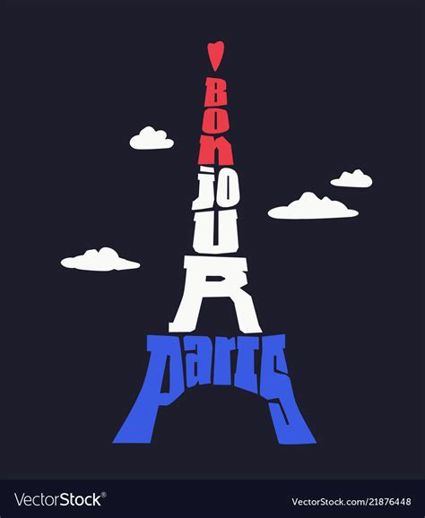 Bonjour Paris Eiffel Tower Travel Concept Vector Image