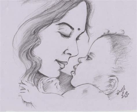 60 Simple Pencil Mother And Child Drawings In 2021 Mothers Day