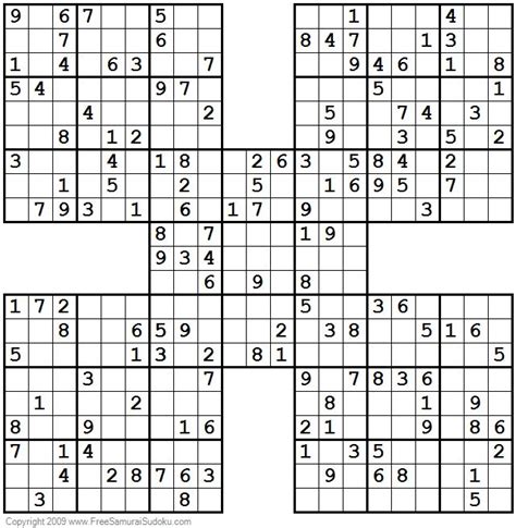 Super Samurai Sudoku Sudoku Puzzles Printable 13 Grid Samurai Sudoku