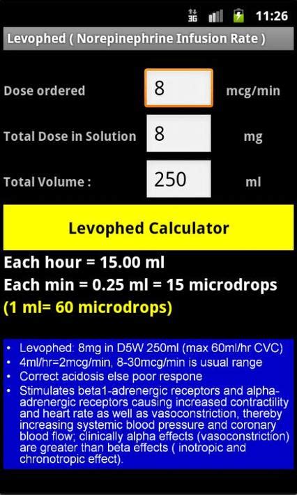 Levophed Infusion Rate For Android Apk Download