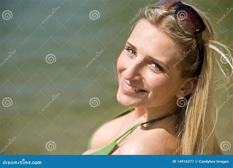 Blond Woman Enjoy Summer Sun Stock Image Image Of Bikini Cheerful 14916377